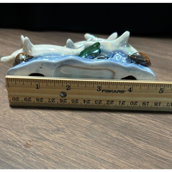 Porcelain Dolphin Figurine Ocean Waves Sculpture - Picture 8 of 9